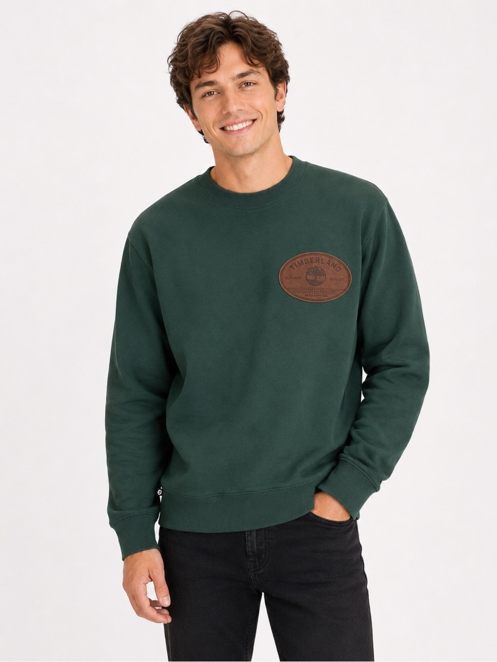 NWT Timberland Authentic Fit Green Crewneck Sweatshirt Small Organic Cotton $70